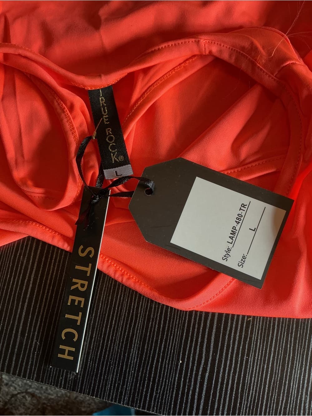 ⭐ Neon Coral Activewear Set Crop Top Biker Shorts Lounge Workout Outfit - Thumbnail 6