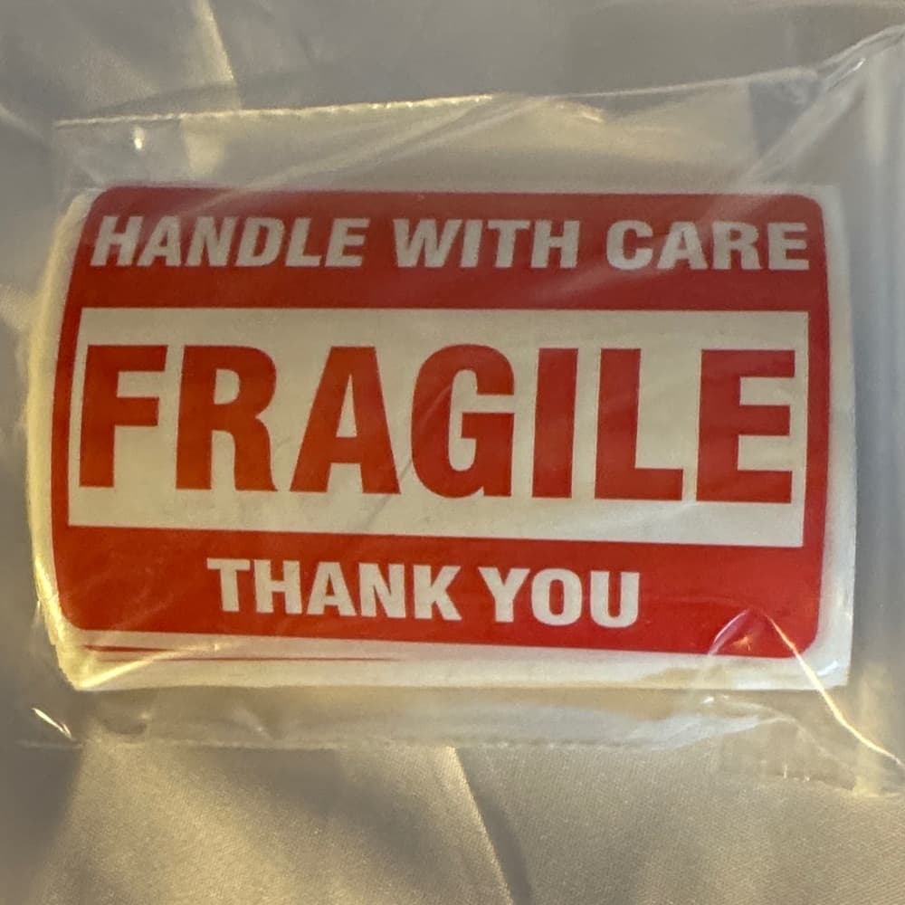 ★ 25 Fragile Handle With Care Thank You Stickers Shipping Labels - Thumbnail 2