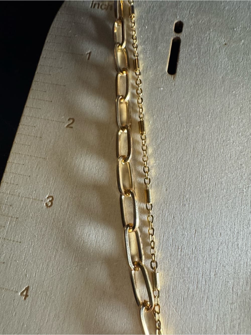 Gold-Tone Layered Pendant Necklace with Link Chain - Thumbnail 6