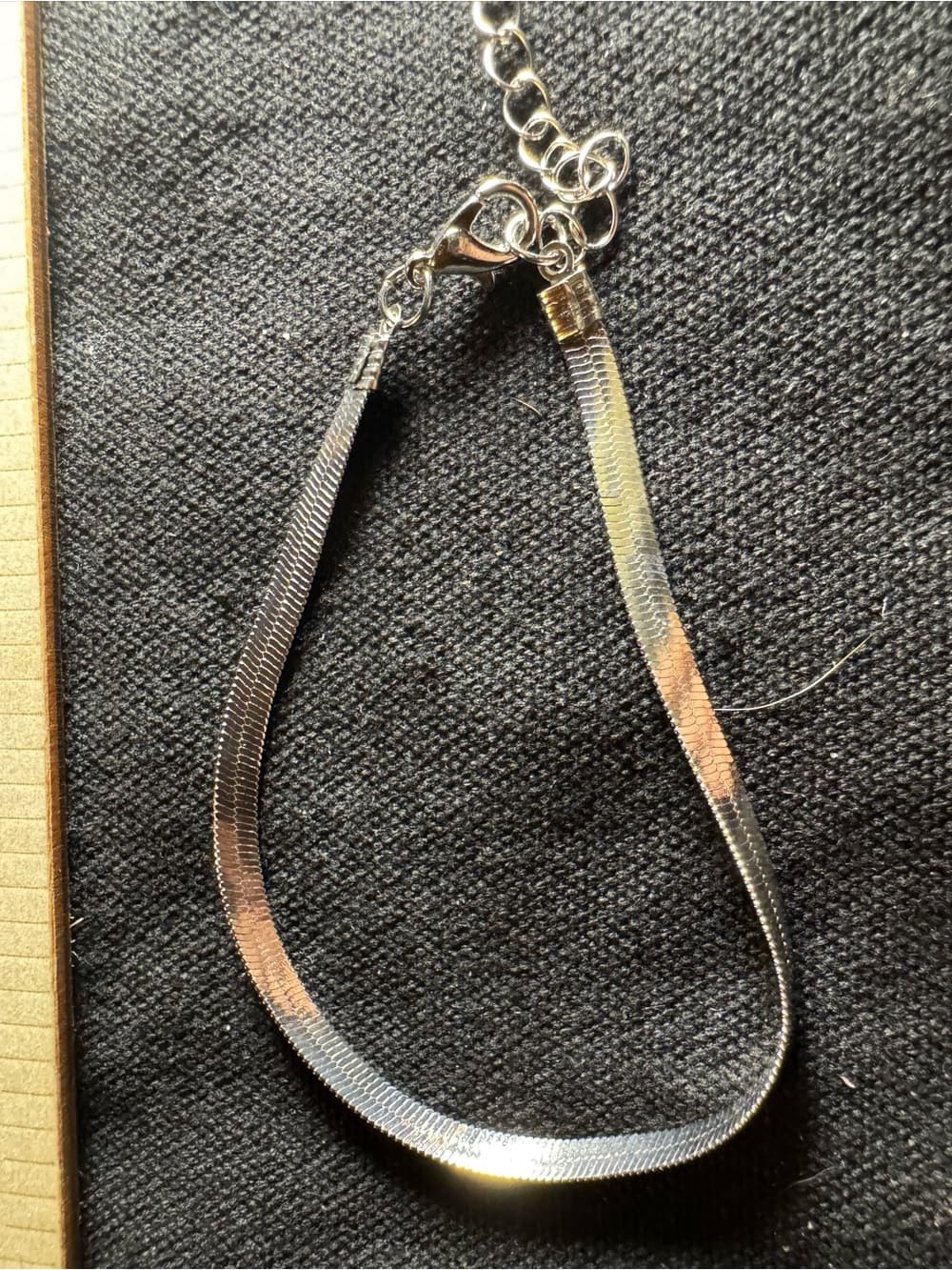 ★ Silver Tone Herringbone Chain Bracelet Adjustable Minimalist Chic
