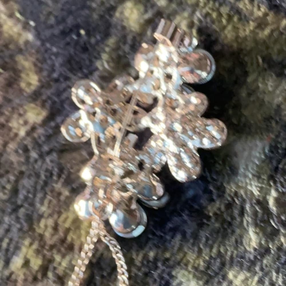 ⭐ Rhinestone Floral Pearl Dangle Brooch Pin Elegant Vintage Glam Jewelry - Thumbnail 5
