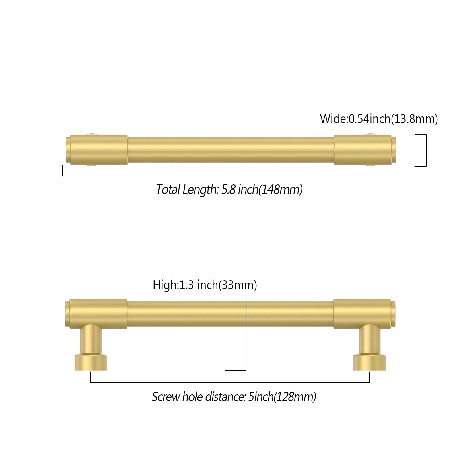Asidrama 10 Pack 5 Inch(128mm) Brushed Gold Cabinet Pulls Kitchen Cabinet Handle - Thumbnail 2