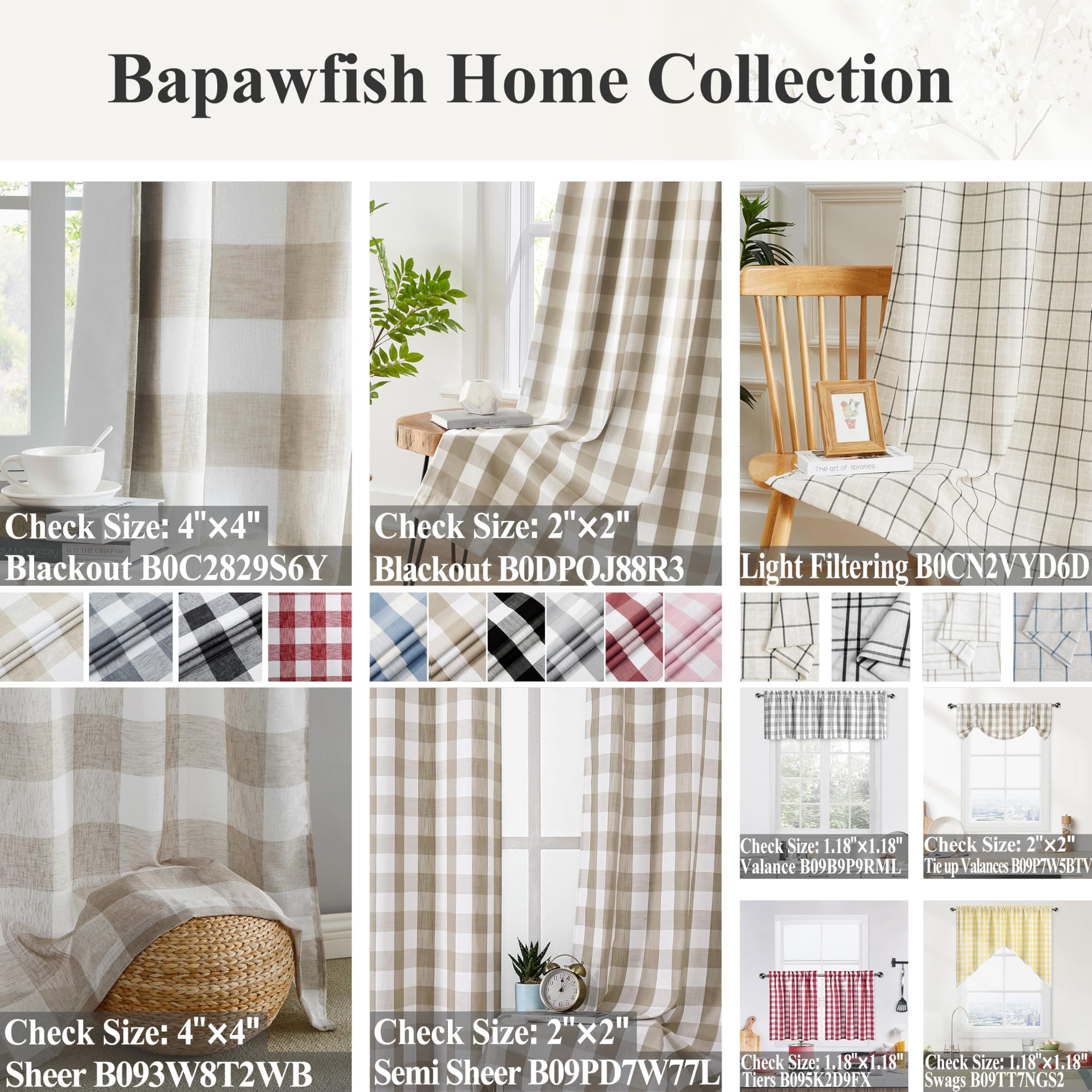 Bapawfish Red White Buffalo Plaid Full Blackout Curtain Panels 95 Inches Length, - Thumbnail 8