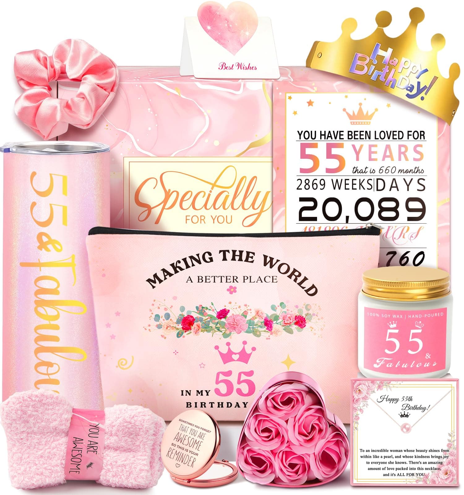 55th Birthday Gifts For Women, Happy 55th Birthday Gifts For Her Mom Sister Wife