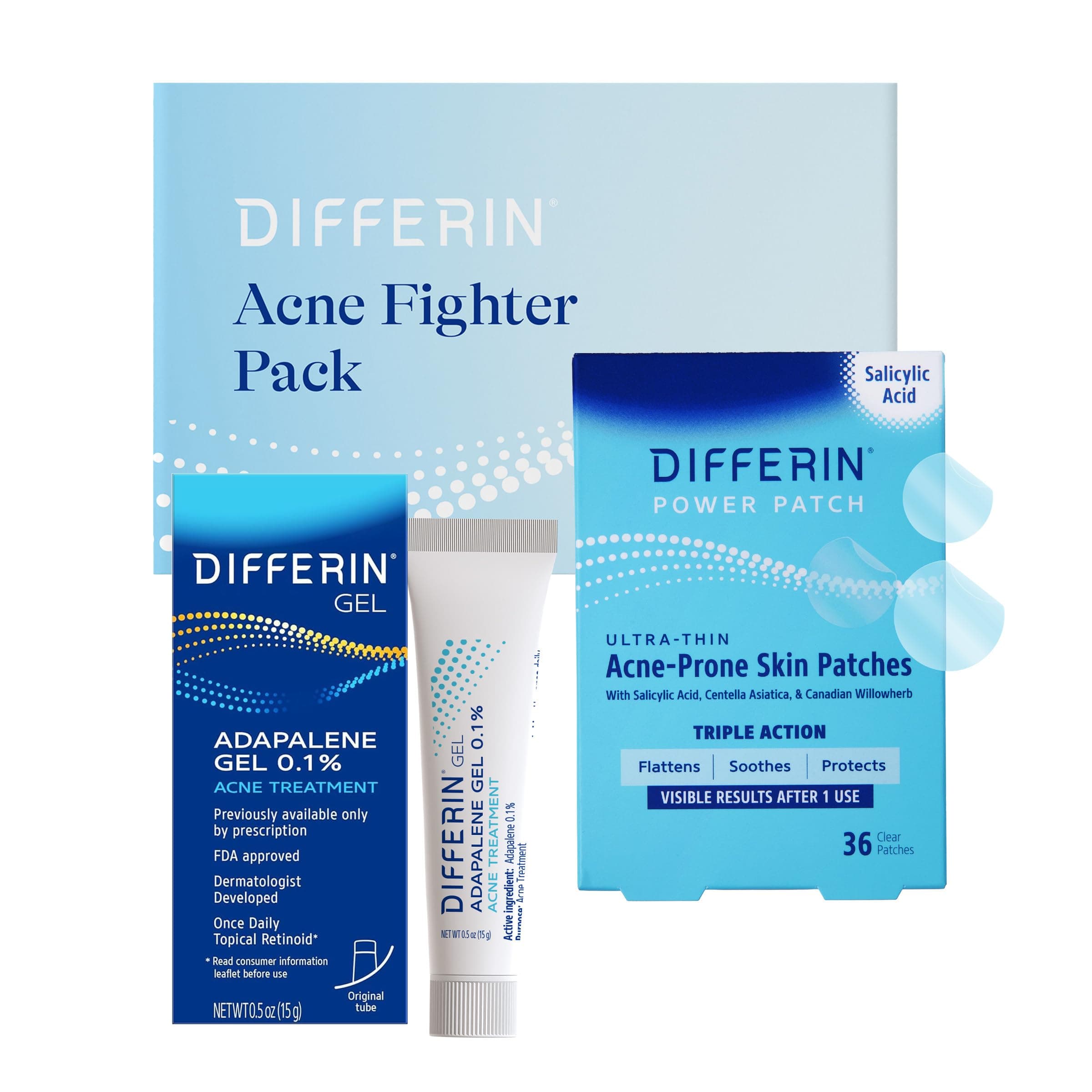 Differin Acne Fighter Pack Salicylic Acid Pimple Patches 36 Count Acne Treatment