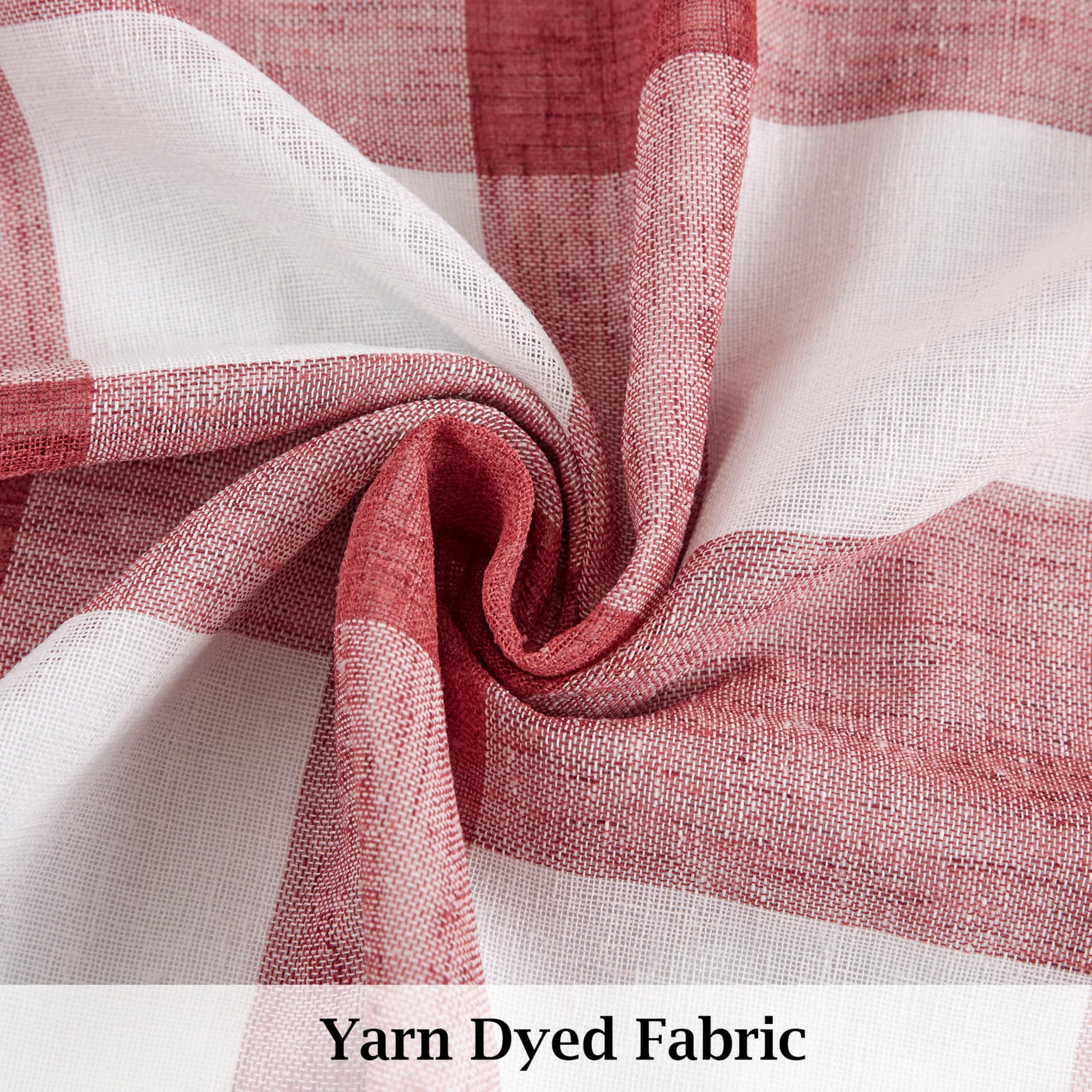Bapawfish Red White Buffalo Plaid Full Blackout Curtain Panels 95 Inches Length, - Thumbnail 6