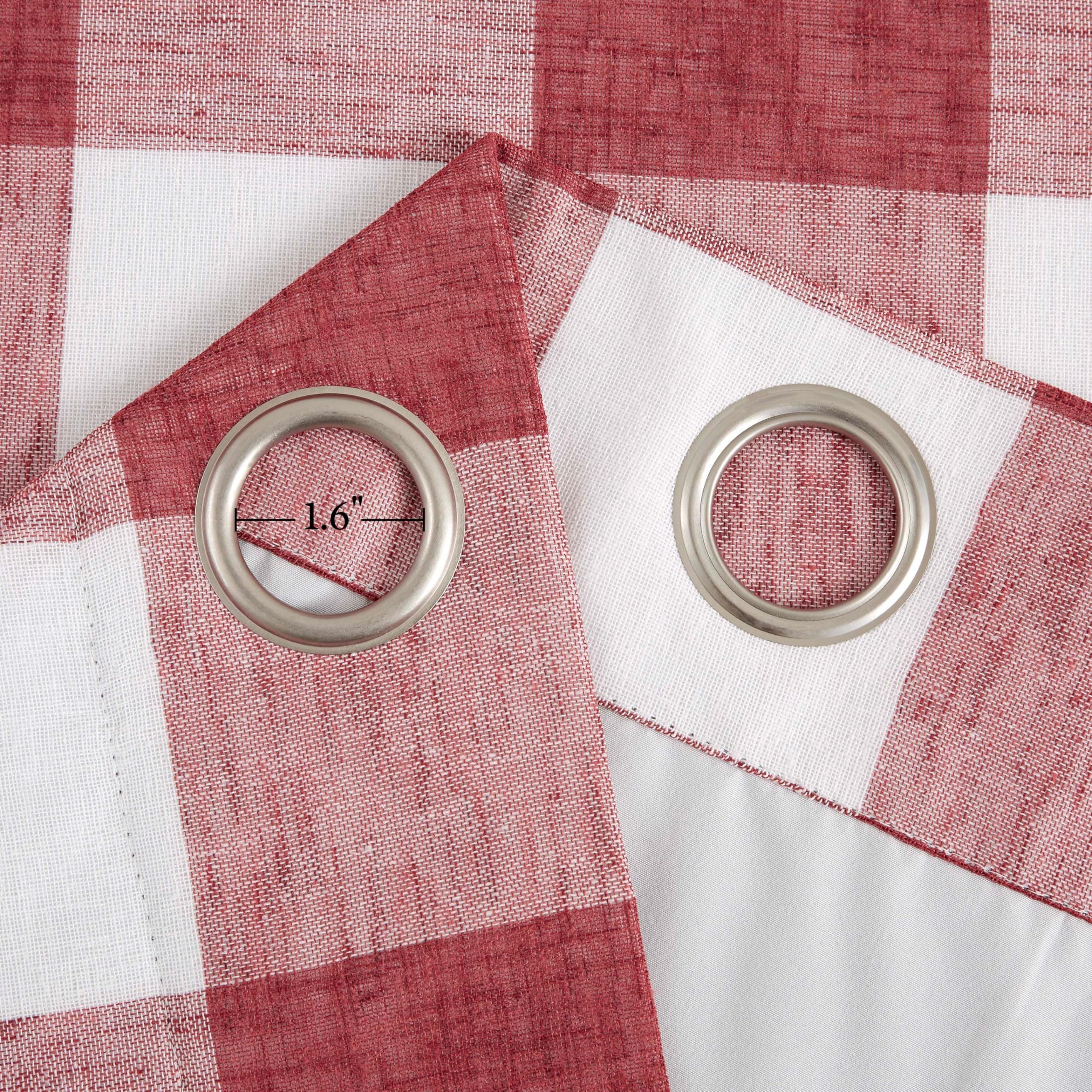 Bapawfish Red White Buffalo Plaid Full Blackout Curtain Panels 95 Inches Length, - Thumbnail 5