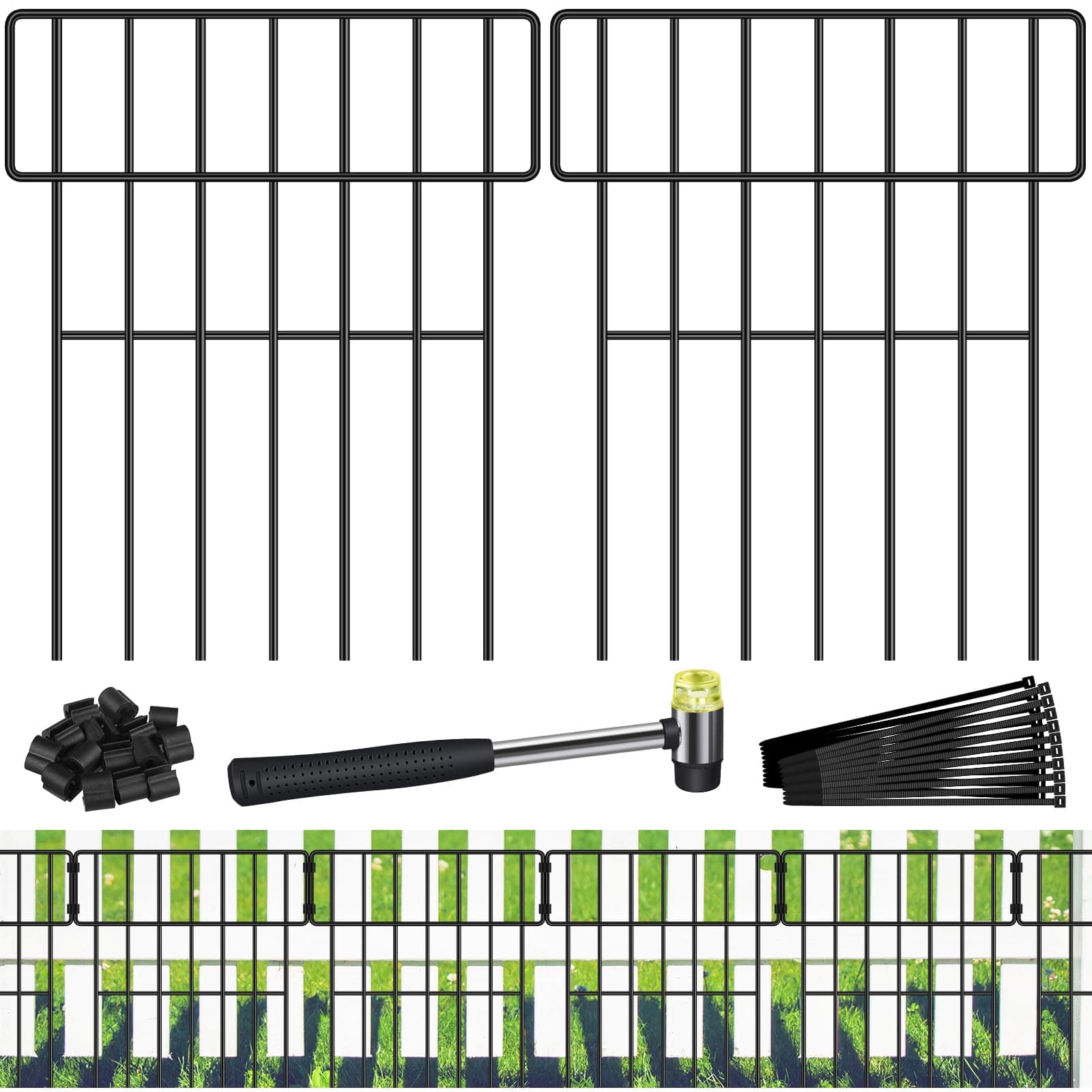 10-Pack 17"x27ft Decorative Metal Garden Fence Animal Barrier No-Dig Rust-Resist