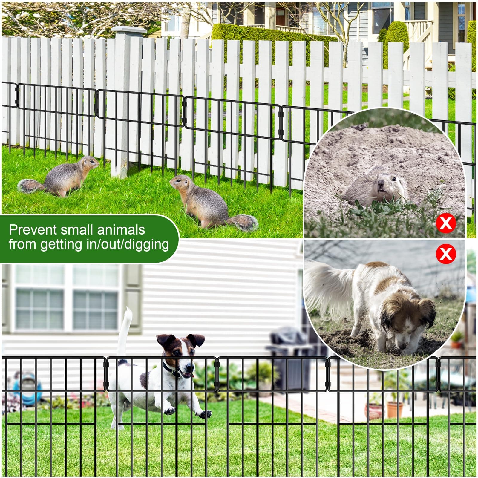 10-Pack 17"x27ft Decorative Metal Garden Fence Animal Barrier No-Dig Rust-Resist - Thumbnail 5