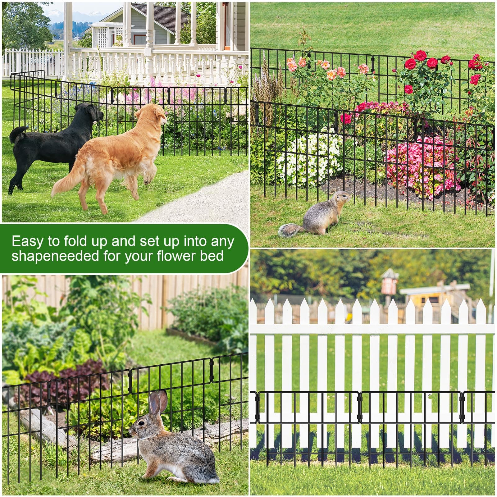 10-Pack 17"x27ft Decorative Metal Garden Fence Animal Barrier No-Dig Rust-Resist - Thumbnail 6