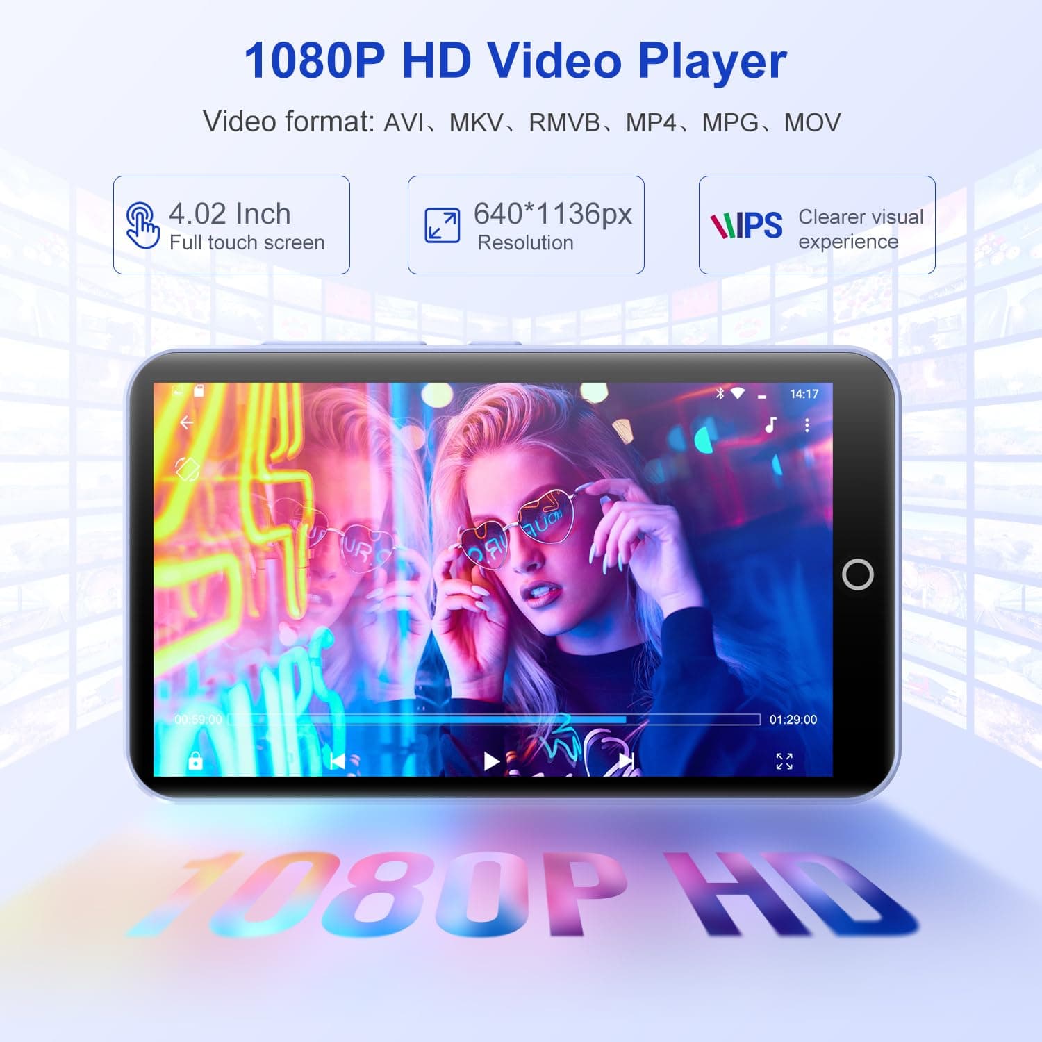 96GB MP3 Player with Bluetooth and WiFi, Portable 4.02" IPS Touchscreen MP4 Play - Thumbnail 5