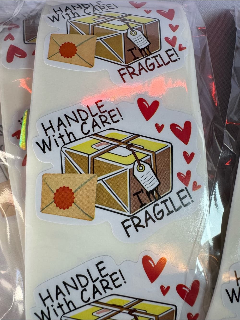 ★ Handle With Care Fragile Package Mailer Stickers Set of 30 Hearts - Thumbnail 3