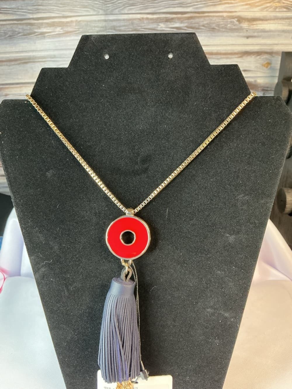 ★ Peacebird Tassel Pendant Necklace Red Black Gold Statement Jewelry - Thumbnail 4