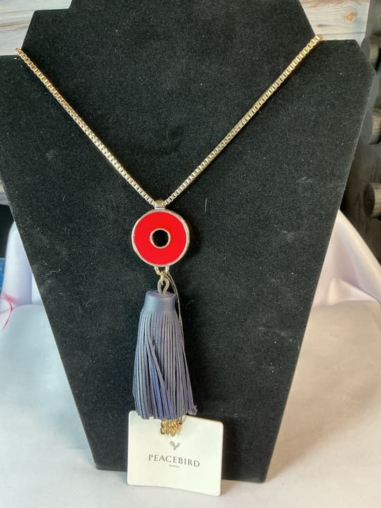 ★ Peacebird Tassel Pendant Necklace Red Black Gold Statement Jewelry - Thumbnail 6