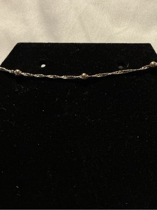 Silver Beaded Chain Bracelet Dainty Minimalist Adjustable Stackable - Thumbnail 3