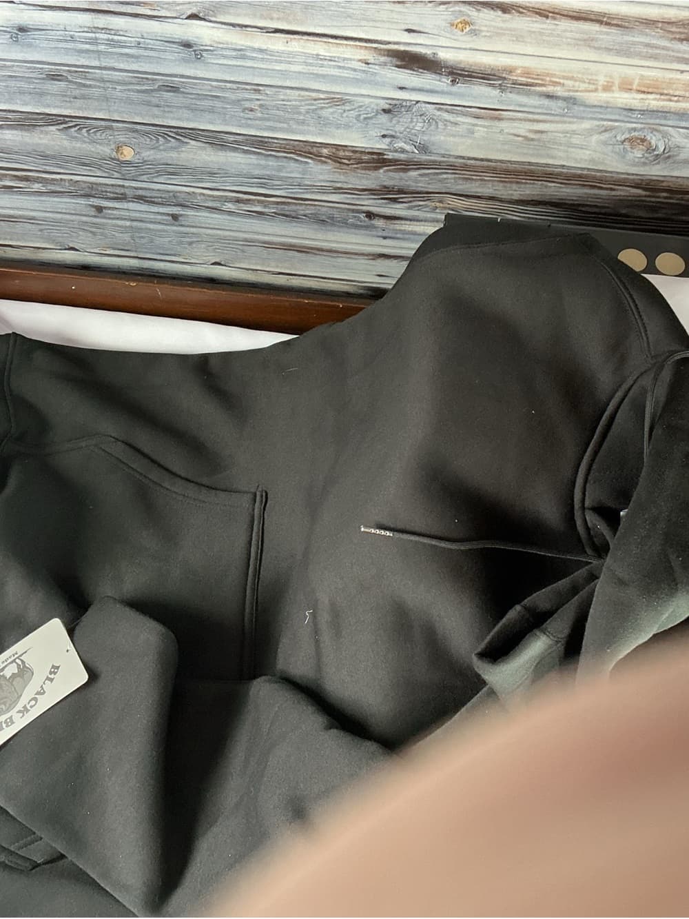 ⭐ Black Bison Black Pullover Hoodie Fleece Pocket Casual Size M L - Thumbnail 6