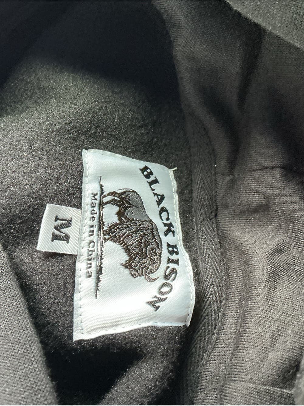 ⭐ Black Bison Black Pullover Hoodie Fleece Pocket Casual Size M L - Thumbnail 3