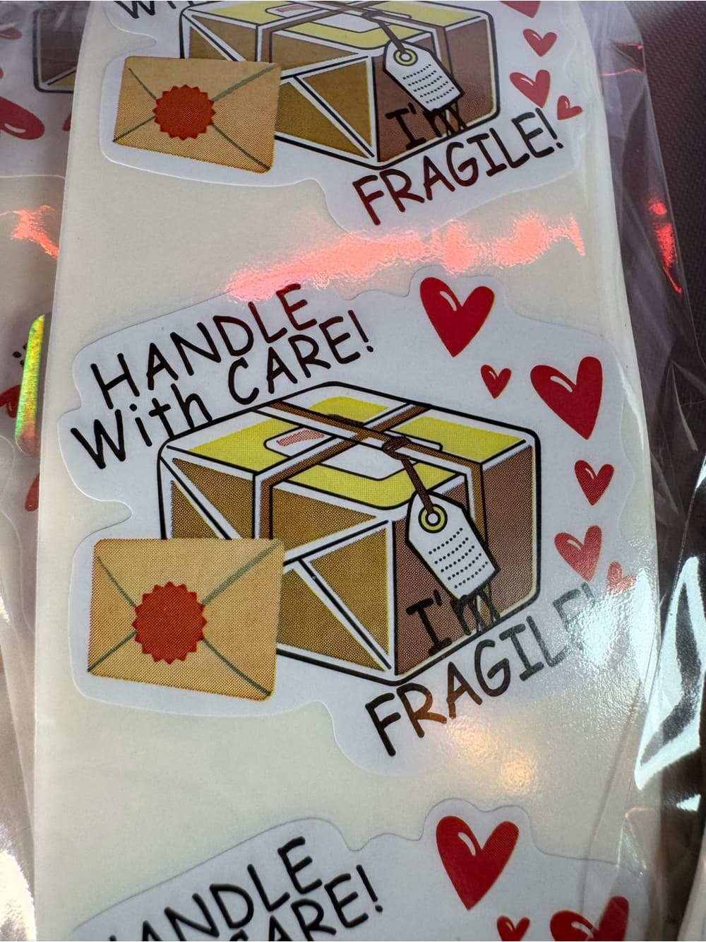 ★ Handle With Care Fragile Package Mailer Stickers Set of 30 Hearts - Thumbnail 2