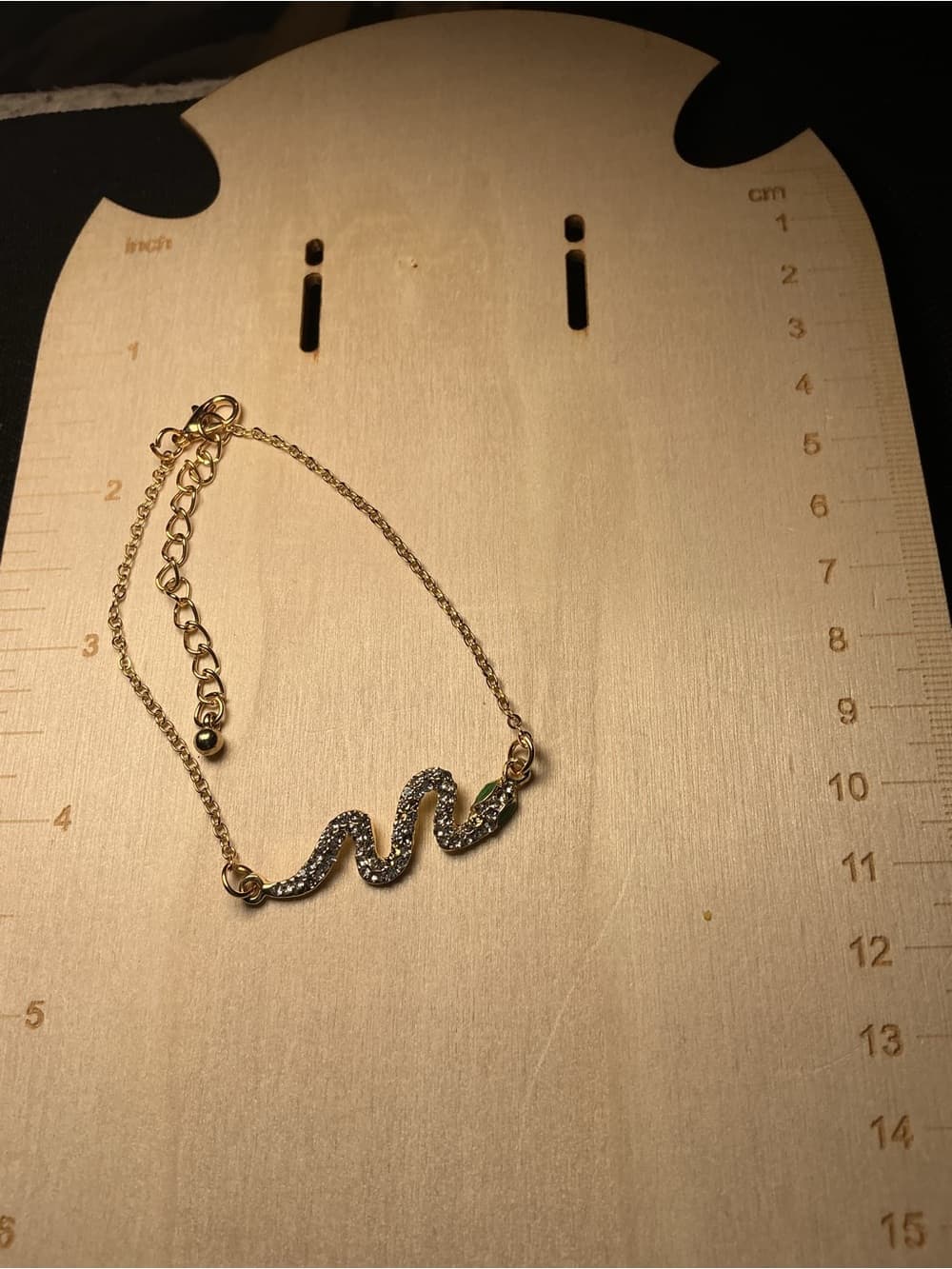 Gold Tone Snake Pendant Bracelet with Black Crystal Accent - Thumbnail 3