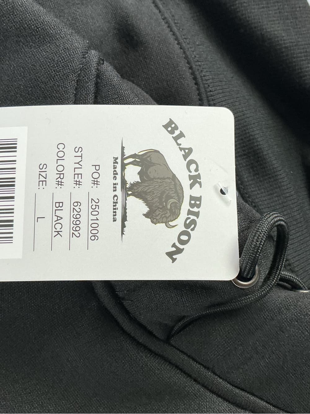 ⭐ Black Bison Black Pullover Hoodie Fleece Pocket Casual Size M L - Thumbnail 4