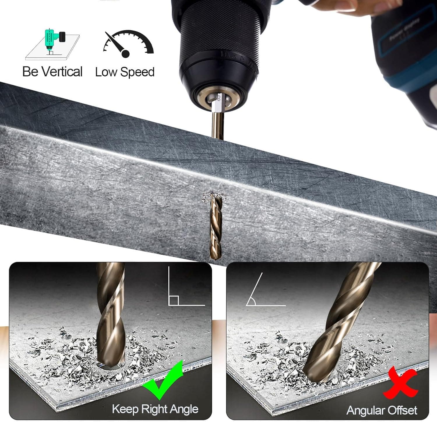 Sinyeenglon Hex Shank Cobalt Drill Bit Set 16Pcs 1/16"-3/8", M35 HSS Twist Impac - Thumbnail 6