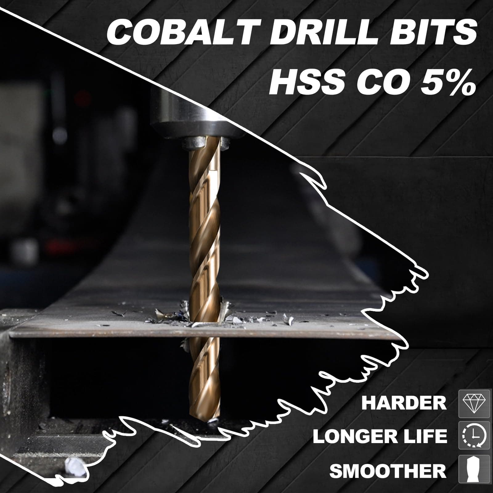 Sinyeenglon Hex Shank Cobalt Drill Bit Set 16Pcs 1/16"-3/8", M35 HSS Twist Impac - Thumbnail 7