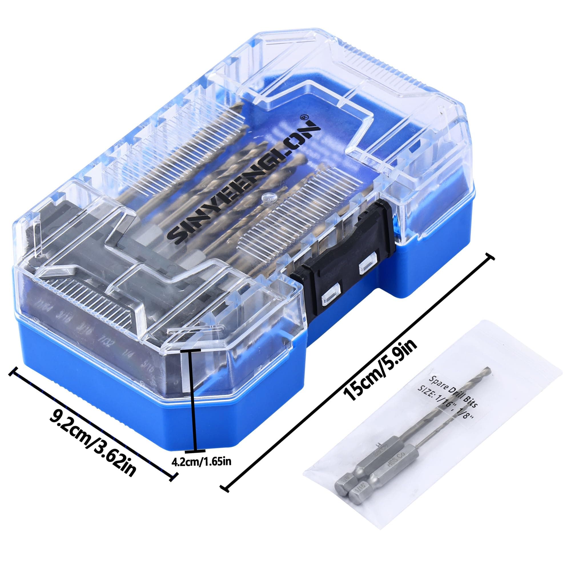 Sinyeenglon Hex Shank Cobalt Drill Bit Set 16Pcs 1/16"-3/8", M35 HSS Twist Impac - Thumbnail 9