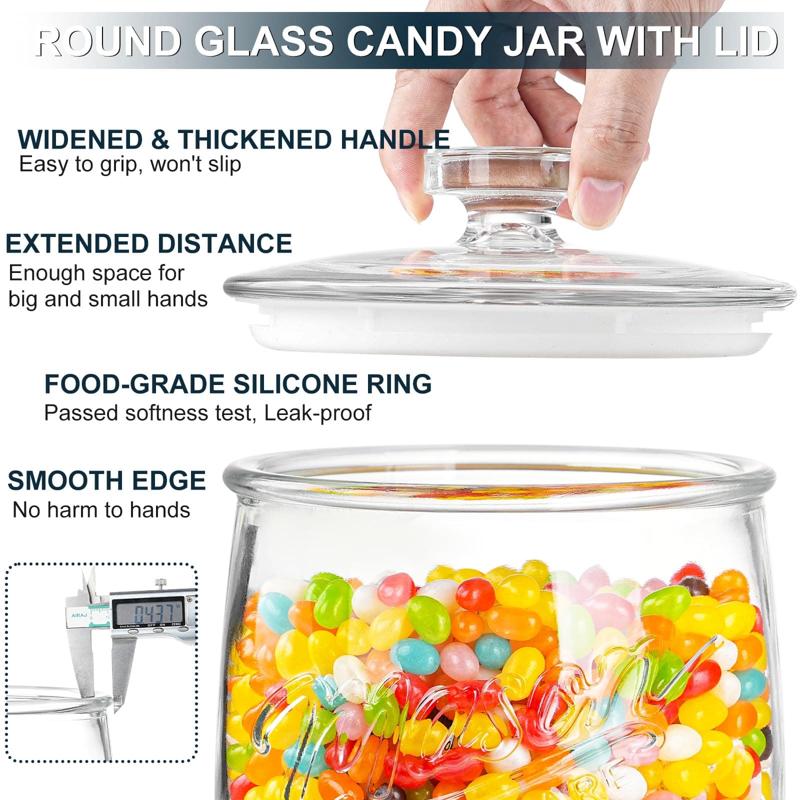 Dwbligt 1 Gallon Glass Cookie Jar with Airtight Lid, Wide Mouth Mason Jar for Pa - Thumbnail 2
