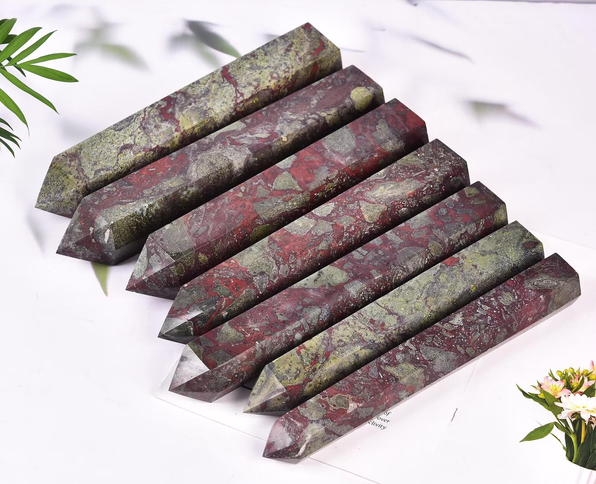 AMOYSTONE Large Blood Jasper Stone Wand Healing Crystal Obelisk Tower 6 Faceted - Thumbnail 6