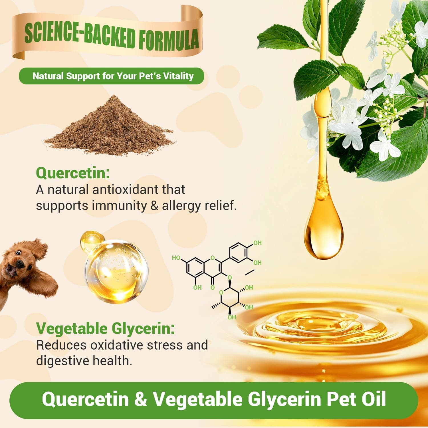 Quercetin for Dogs, Dog Quercetin Liquid Drops, Dog Quercetin Herbal Supplement - Thumbnail 2