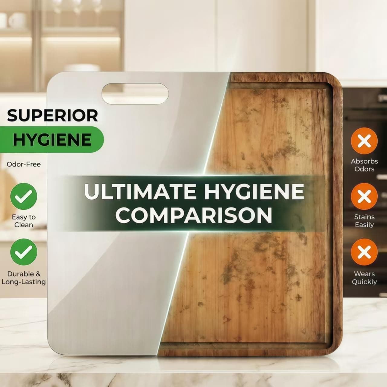 3 PCS Stainless Steel Cutting Boards Kitchen 304 Metal Non Toxic Chopping Boards - Thumbnail 2