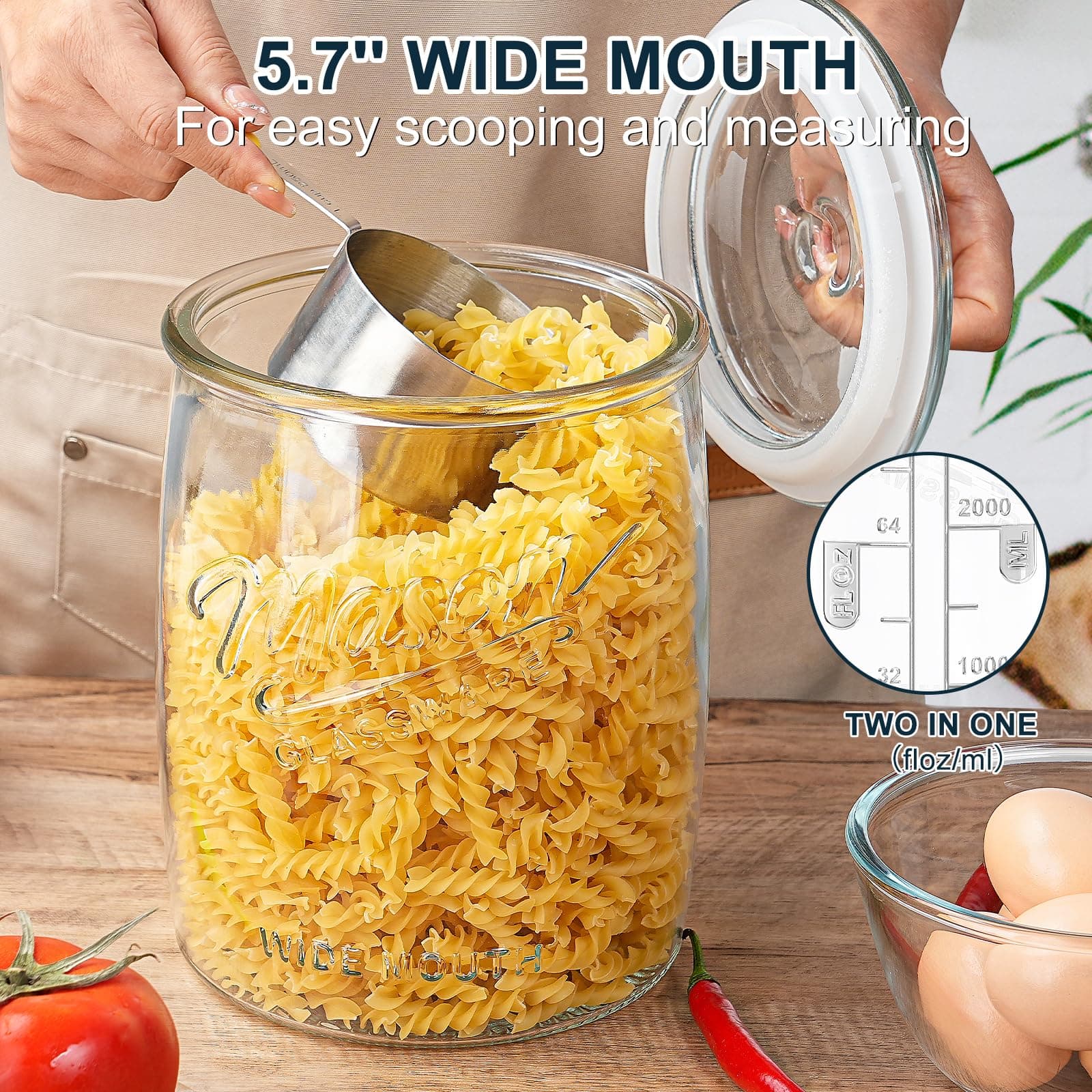 Dwbligt 1 Gallon Glass Cookie Jar with Airtight Lid, Wide Mouth Mason Jar for Pa - Thumbnail 7