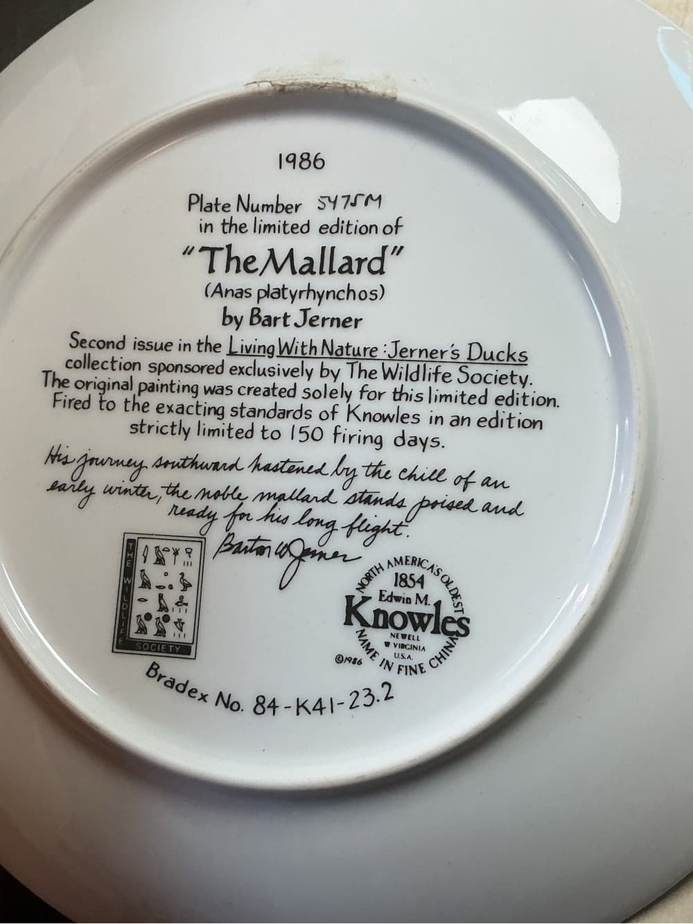 ★ Edwin M Knowles The Green-Winged Teal Collector Plate COA Box