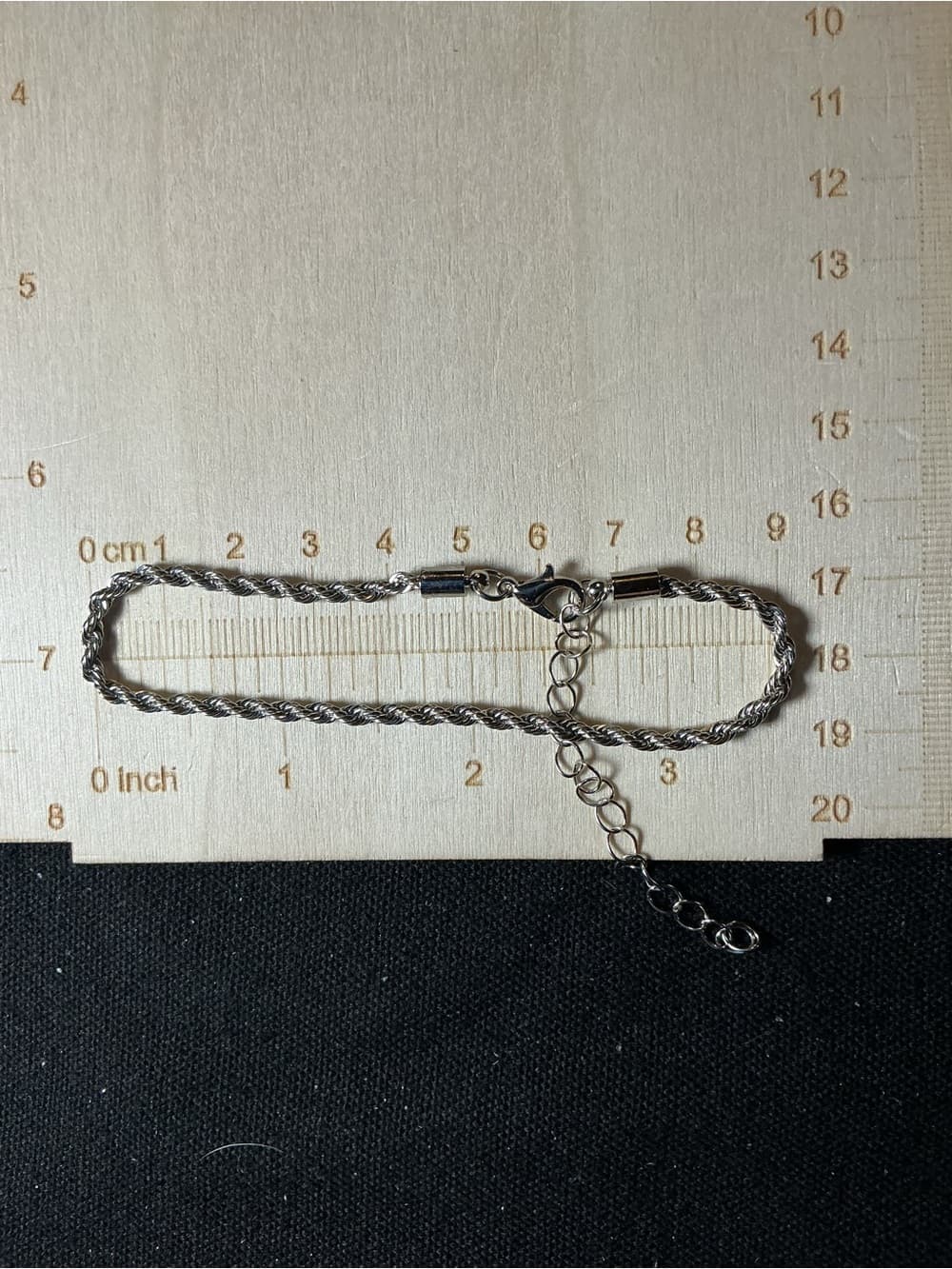 ★ Silver Tone Rope Chain Bracelet w/ Extender Classic Twisted Link