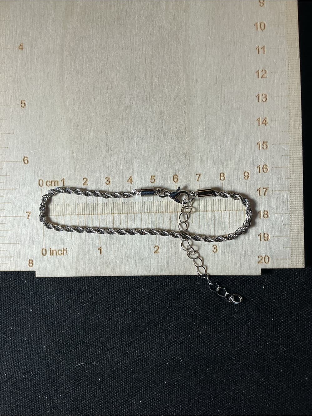 ★ Silver Tone Rope Chain Bracelet w/ Extender Classic Twisted Link - Thumbnail 2
