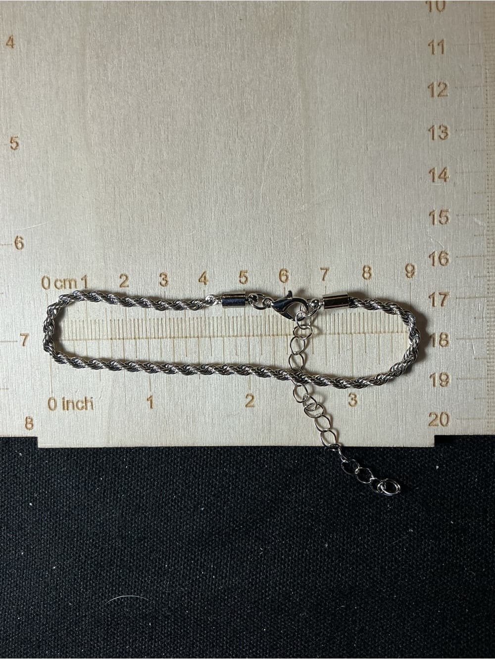 ★ Silver Tone Rope Chain Bracelet w/ Extender Classic Twisted Link - Thumbnail 3