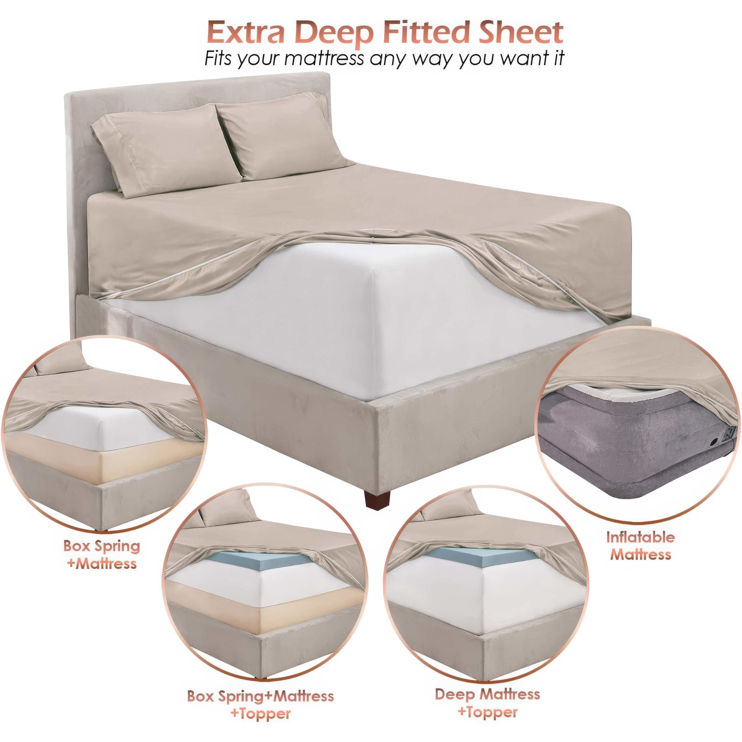 Hearth & Harbor Extra Deep Pocket California King Sheets - 4 Piece Hotel Luxury - Thumbnail 4