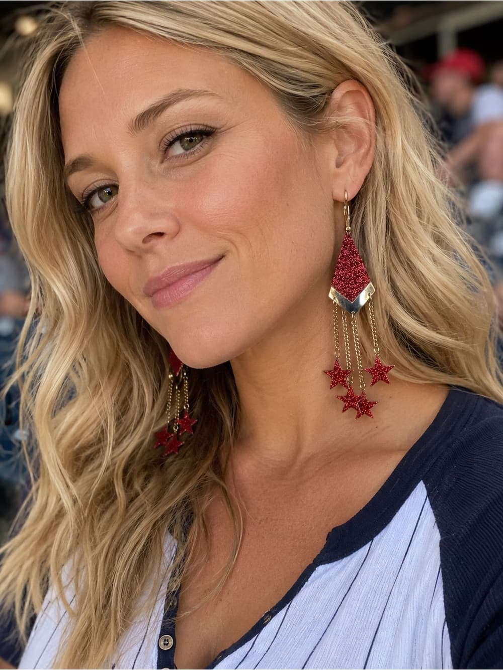 Red Star Cascade Drop Earrings - Women Jewelry - Thumbnail 7