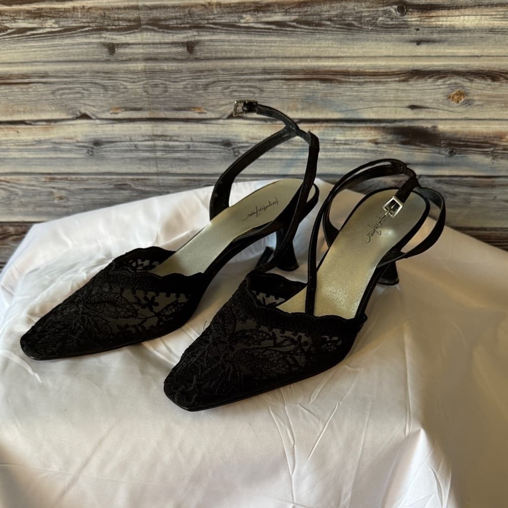 Jacqueline Ferrar Black Lace Heels - Thumbnail 5