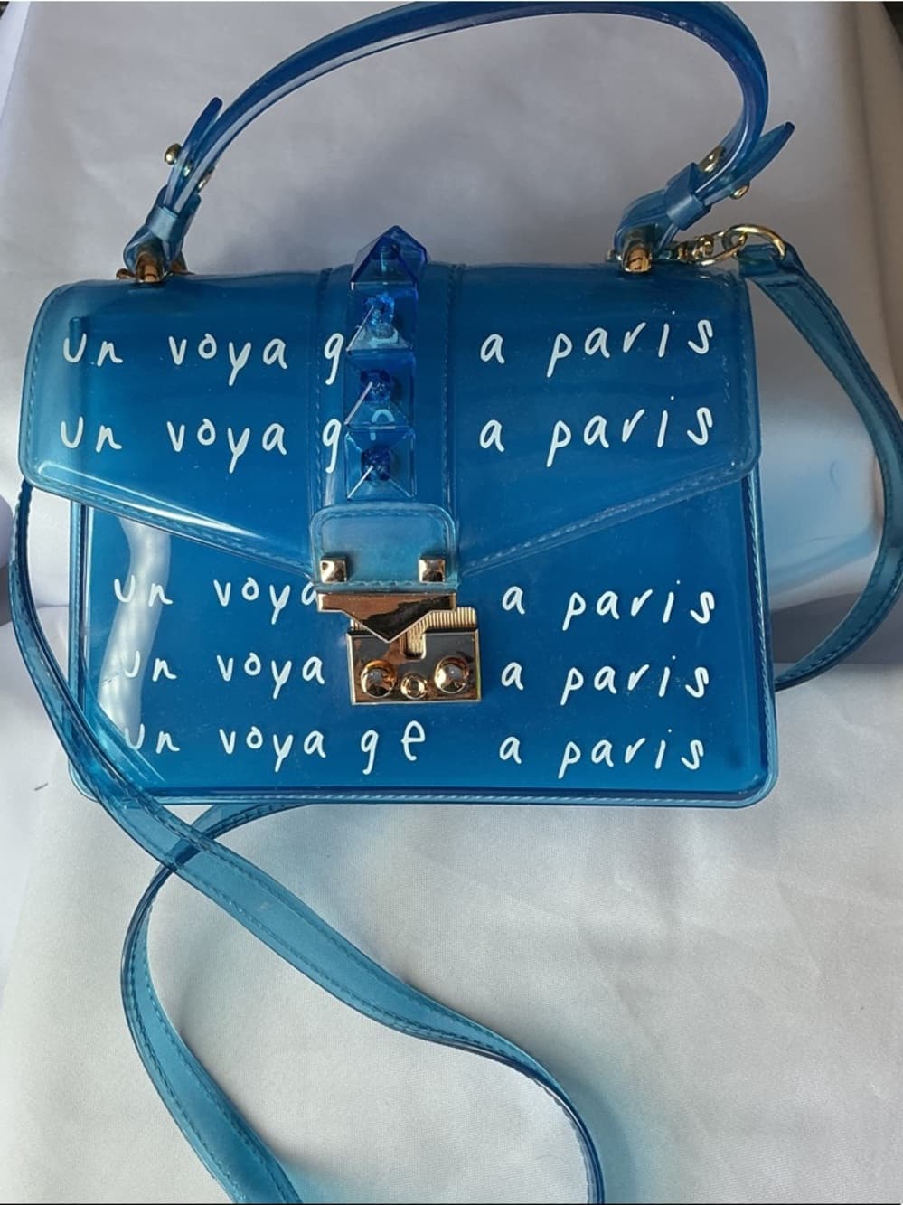 ⭐ Blue Paris Satchel Crossbody Bag Chic Statement Handbag Purse - Thumbnail 2