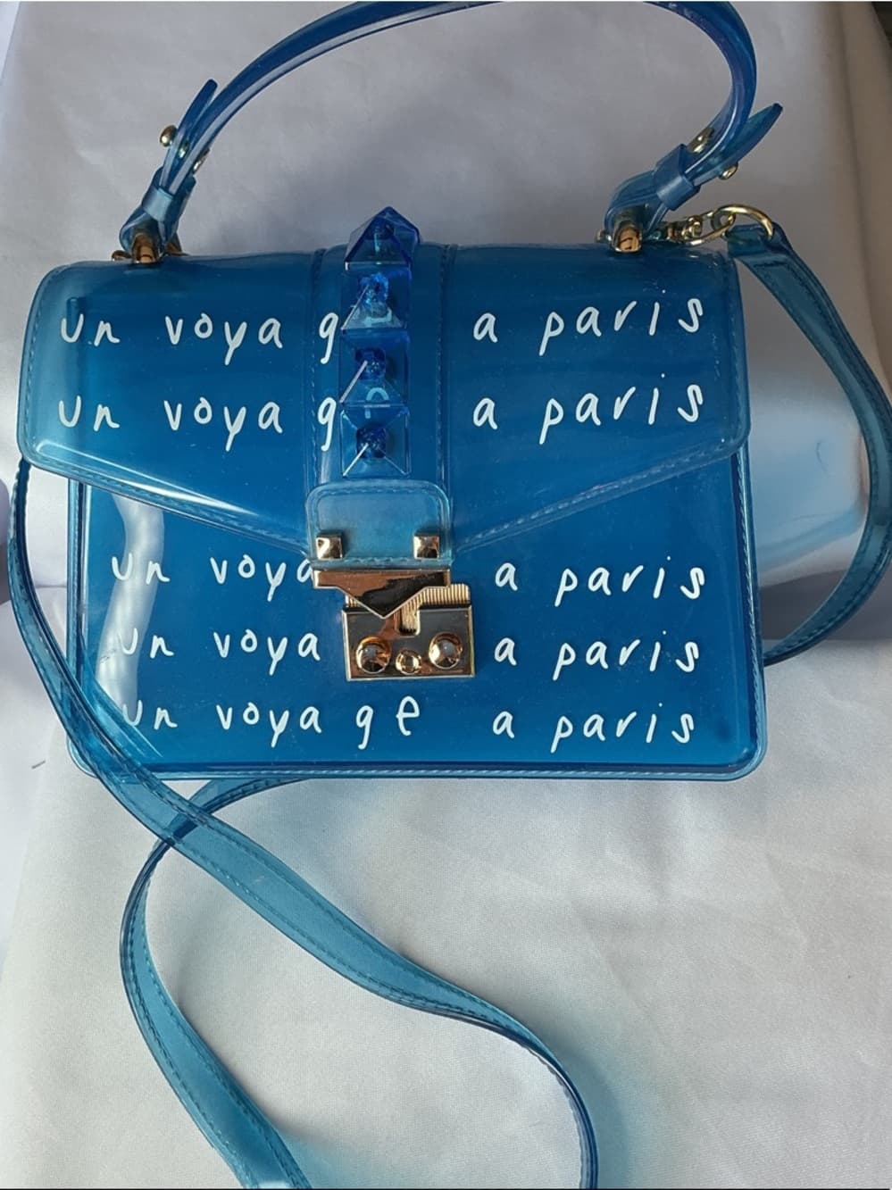 ⭐ Blue Paris Satchel Crossbody Bag Chic Statement Handbag Purse - Thumbnail 3