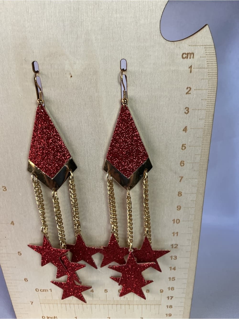 Red Star Cascade Drop Earrings - Women Jewelry - Thumbnail 5