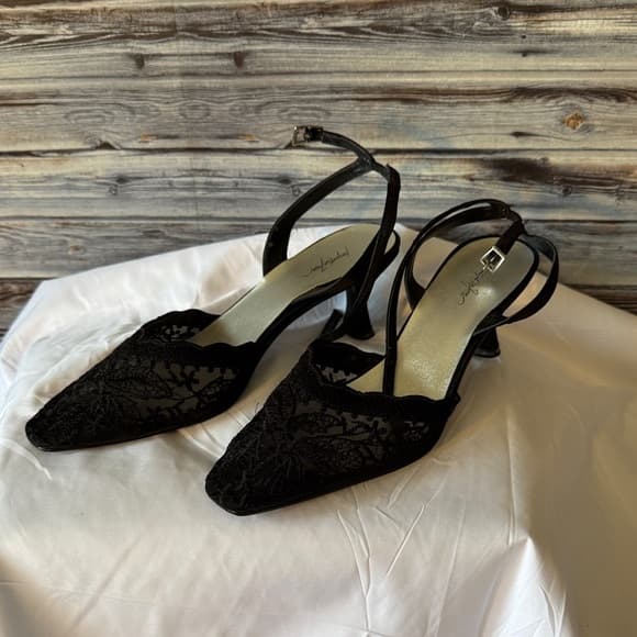 Jacqueline Ferrar Black Lace Heels - Thumbnail 6