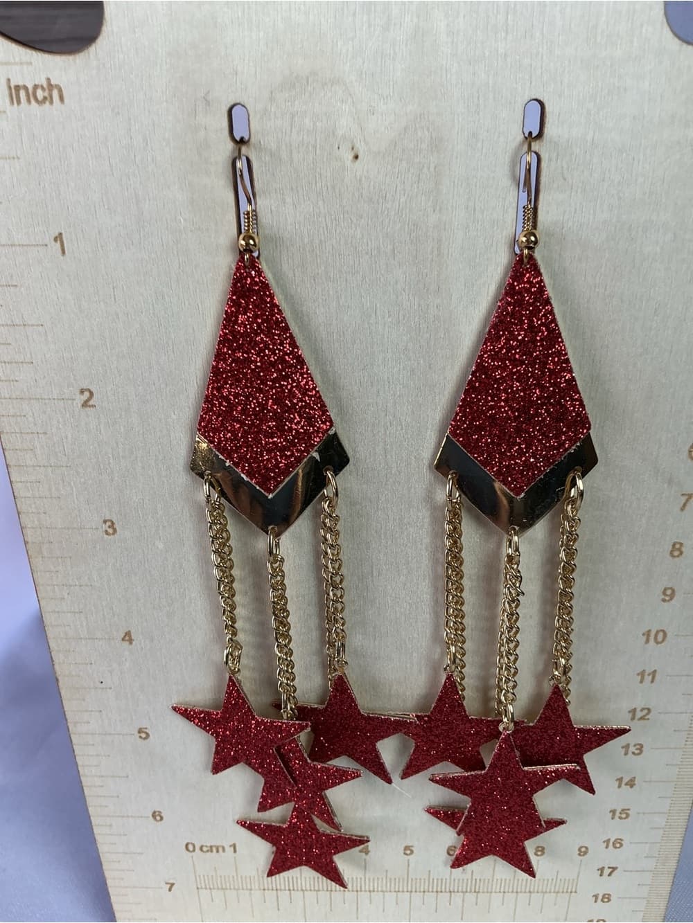 Red Star Cascade Drop Earrings - Women Jewelry - Thumbnail 6