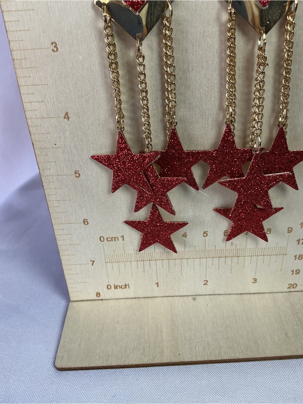 Red Star Cascade Drop Earrings - Women Jewelry - Thumbnail 3