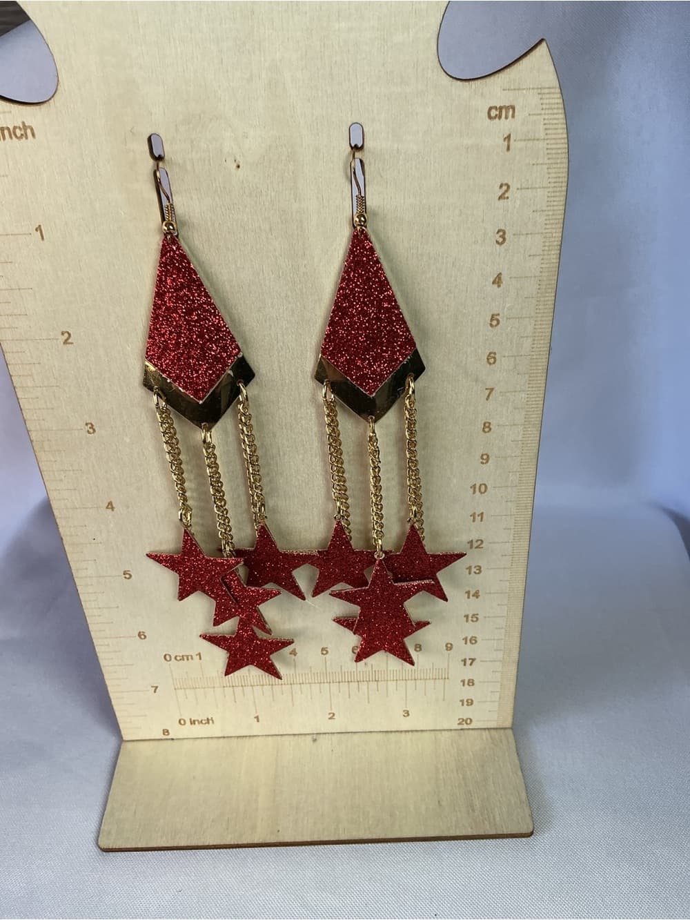Red Star Cascade Drop Earrings - Women Jewelry - Thumbnail 2