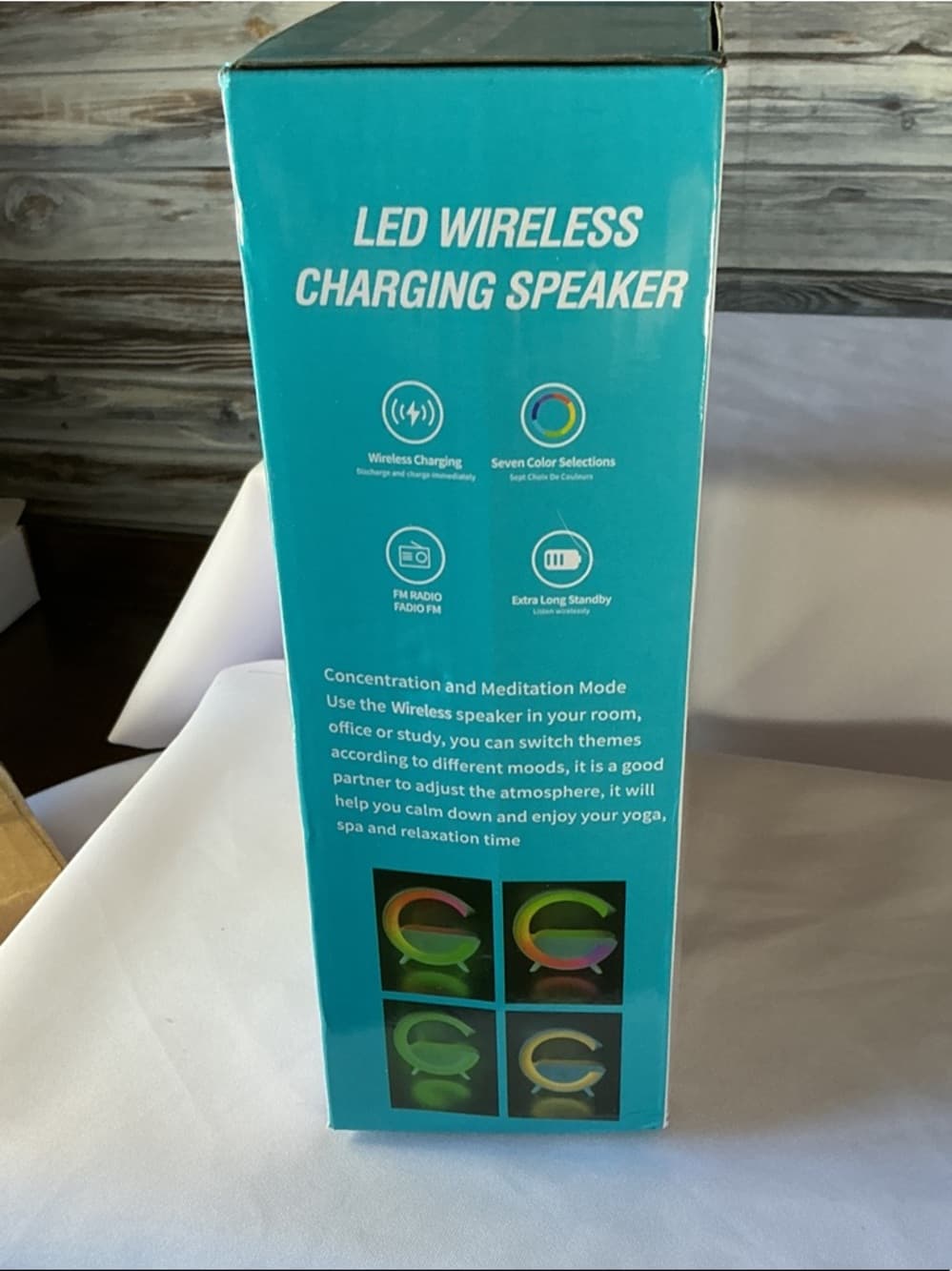 LED Wireless Charging Speaker RGB Light Bluetooth Speaker FM Radio USB AUX - Thumbnail 5