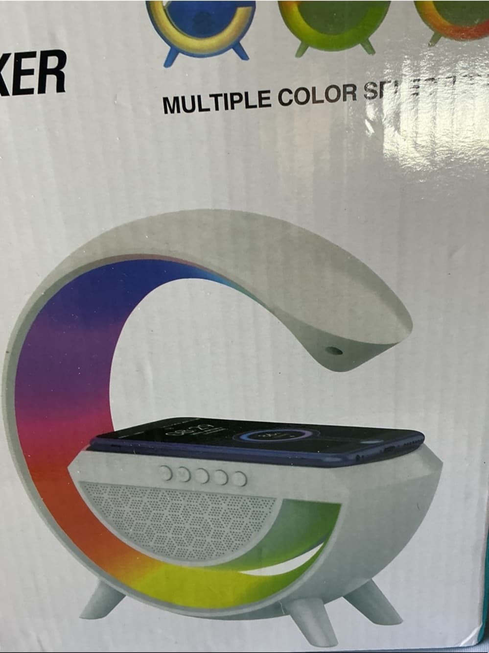 LED Wireless Charging Speaker RGB Light Bluetooth Speaker FM Radio USB AUX - Thumbnail 3