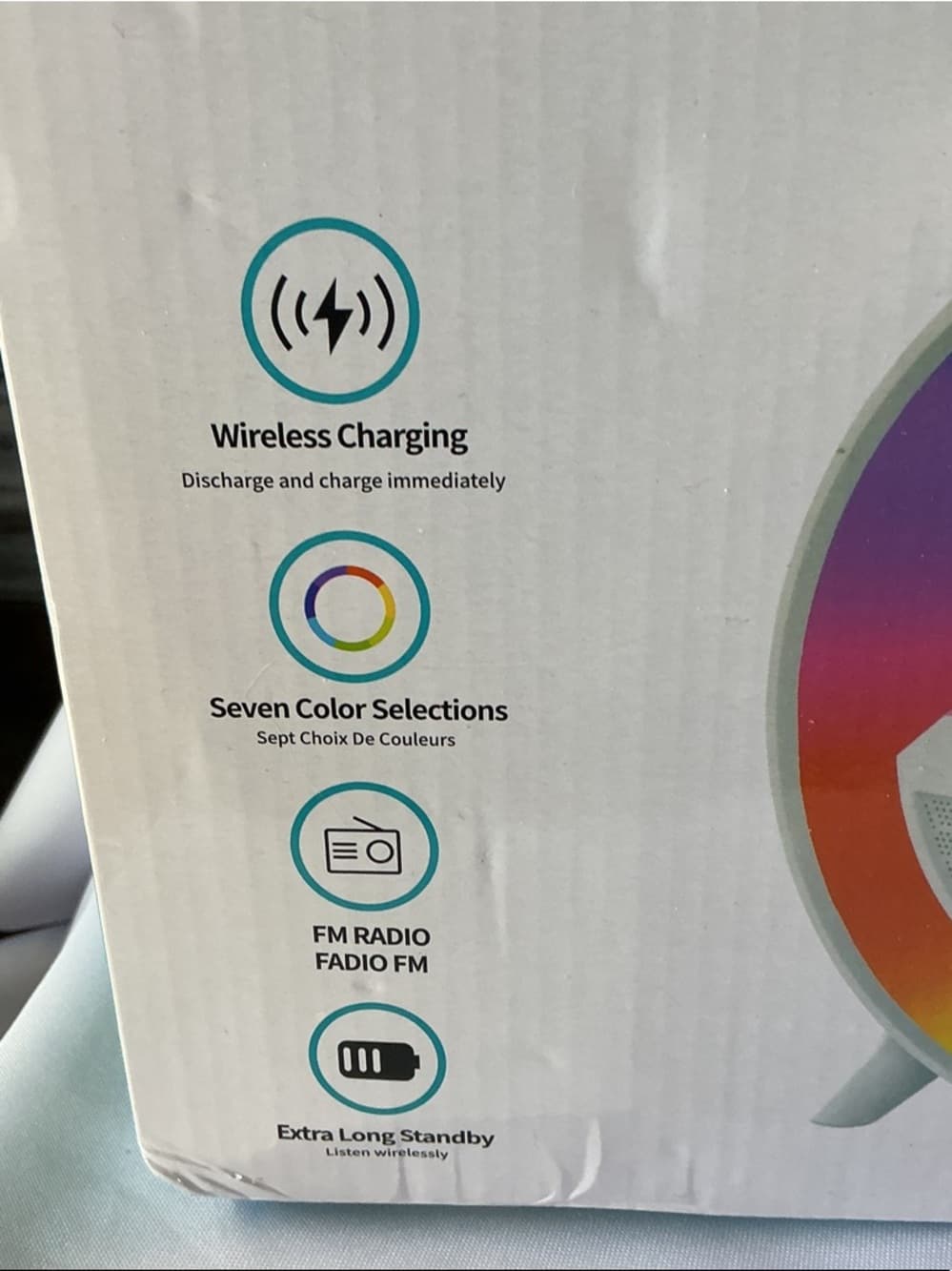 LED Wireless Charging Speaker RGB Light Bluetooth Speaker FM Radio USB AUX - Thumbnail 2