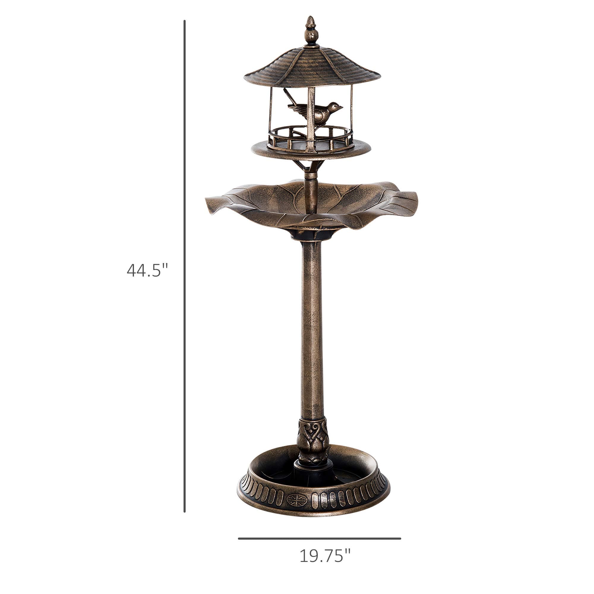 Outsunny 3-In-1 Garden Bird Bath Bowl Pedastal Bird Feeder Large Water Basin - Thumbnail 7